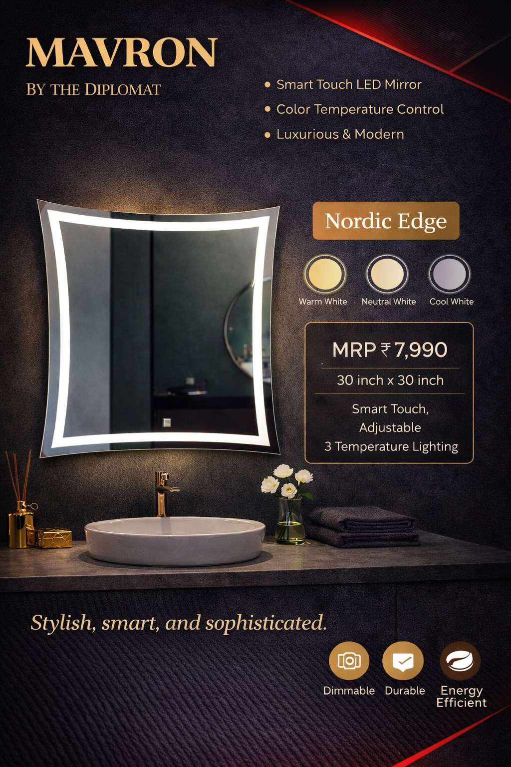 img37 MAVRON Nordic Edge Smart LED Mirror - Image 1